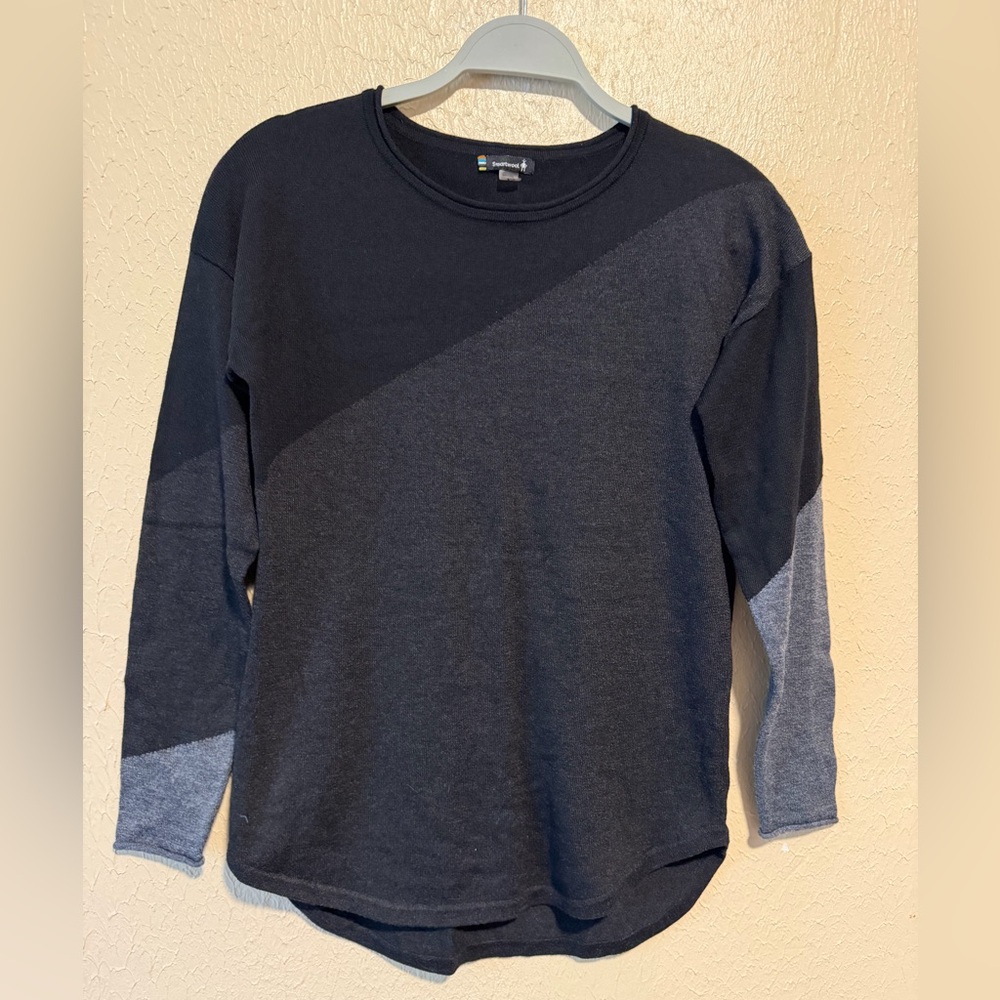 SMARTWOOL Sweater Colorblock Merino Wool Gray‎ Black Size XS